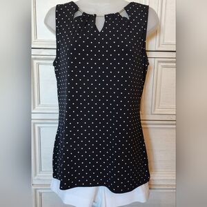 Sleeveless Black Knit with White Poka Dots